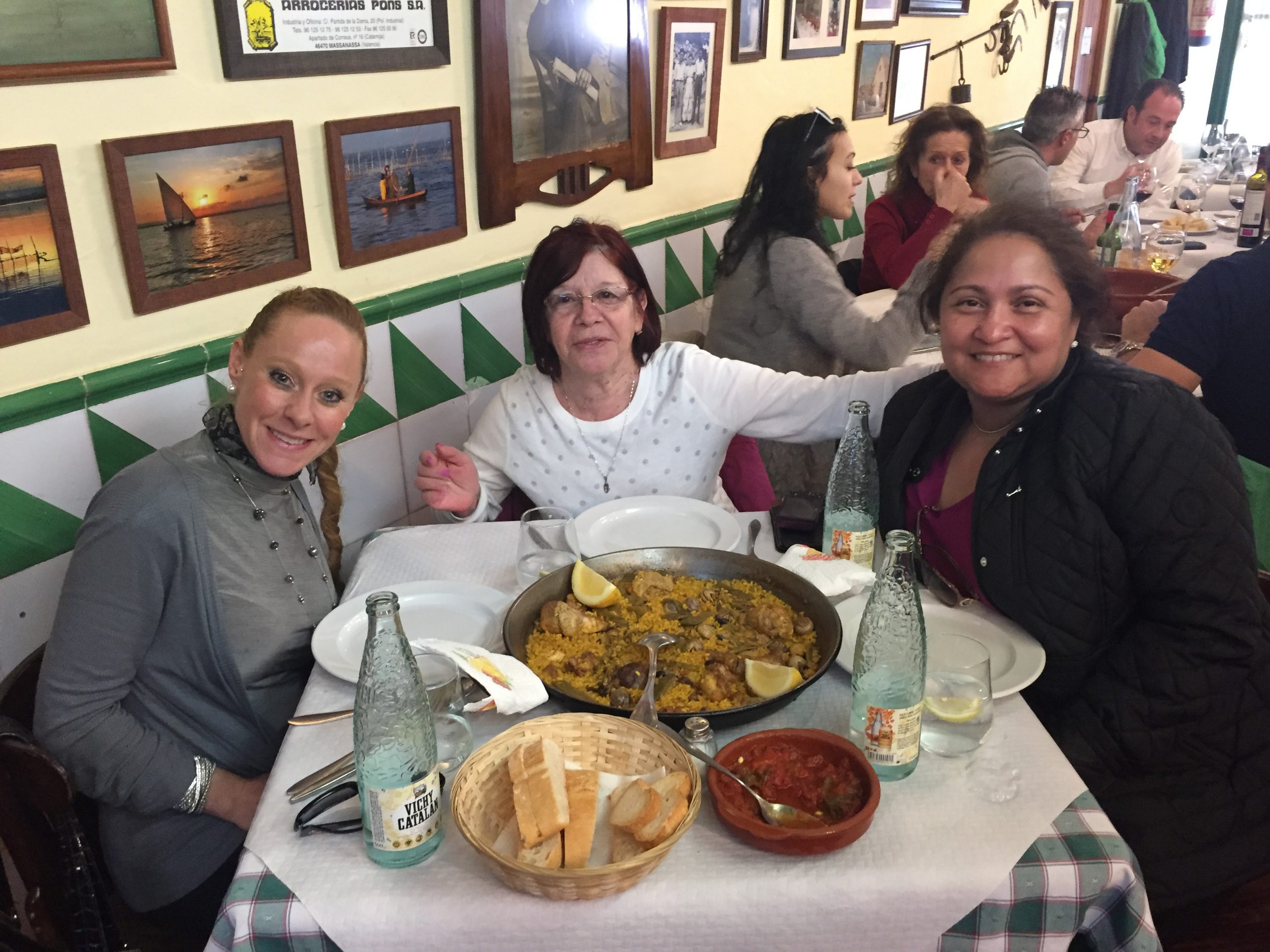 Guests dining at a local restaurant with tour guide Kate